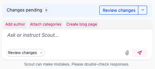 Prompt box with a Changes pending bar showing 6 pending changes and a Review changes button