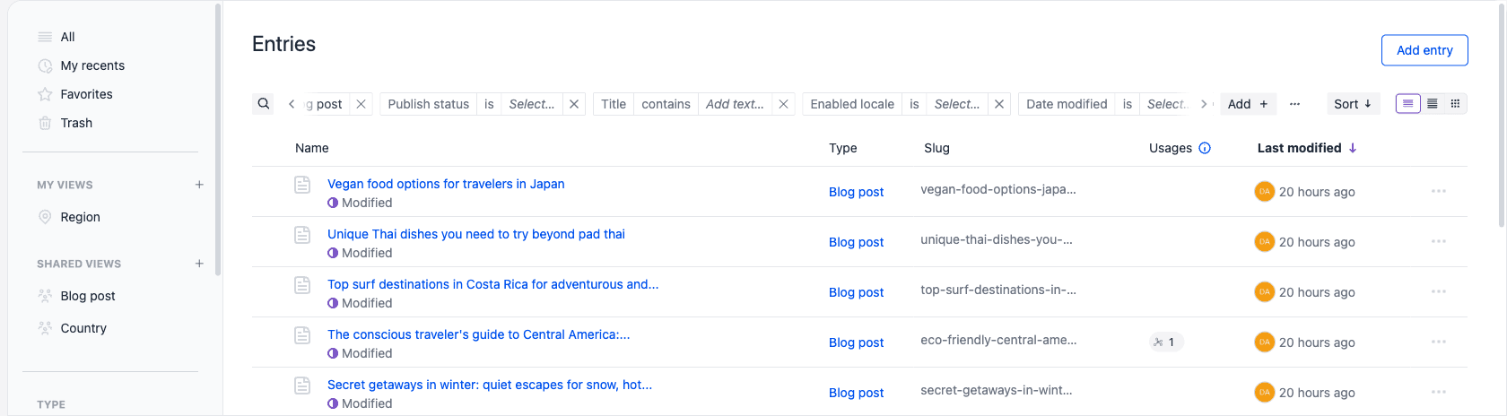 The search and filter bar with six conditions scrolled to the middle, showing a chevron and fade on both the left and right edges while search, Add, More, and Sort stay visible.