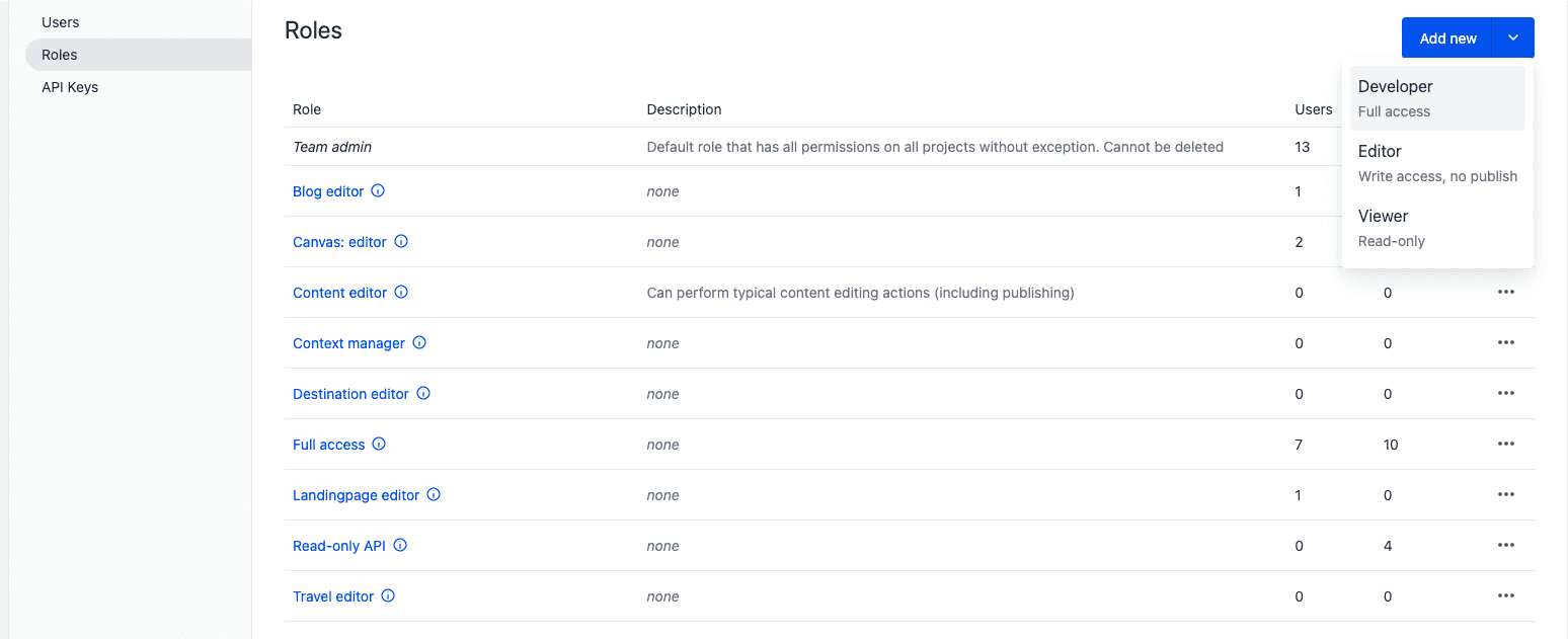 Create a role from a preset