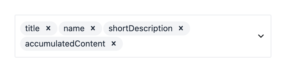 The Query By Fields editor with 4 fields in this order: title, name, shortDescription and accumulatedContent.