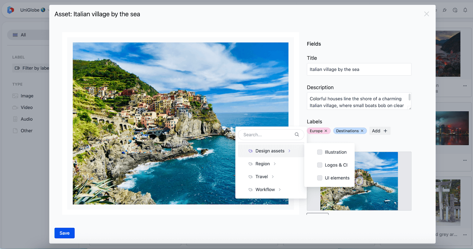Assign a label to an asset