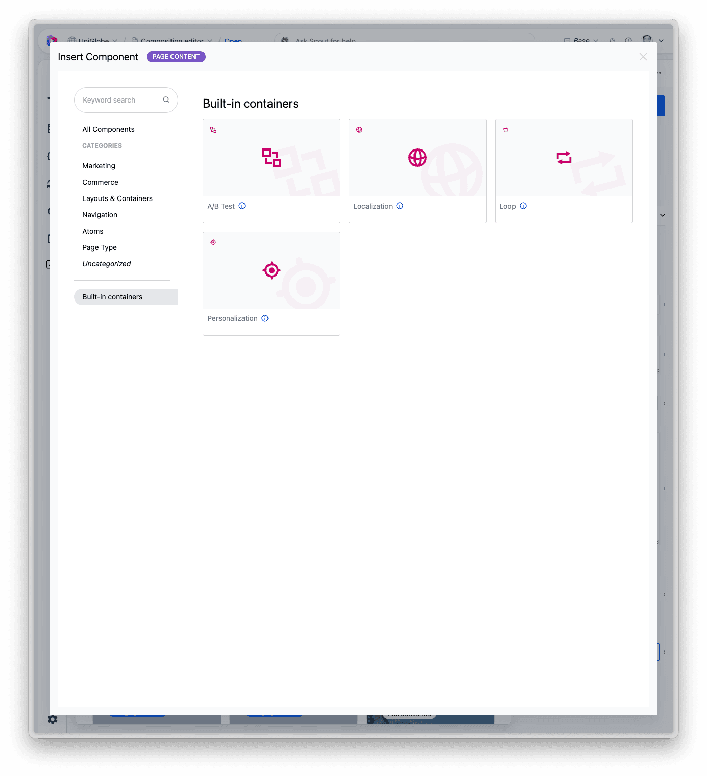 New "Build-in containers" category New "Build-in containers" category